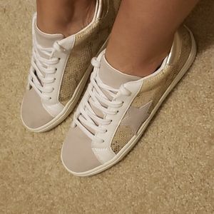 Golden Snakeskin Sneakers